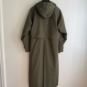 LL Bean Women’s Olive Hooded Trench Coat Size S